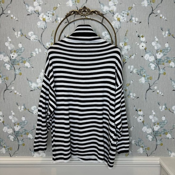 Mono B Black and White Striped Cowlneck Sweater - NWT - One Size - Picture 6 of 7